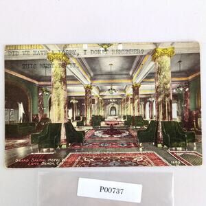 Grand Salon Hotel Virginia Long Beach California Early 1900s Postcard Type Front